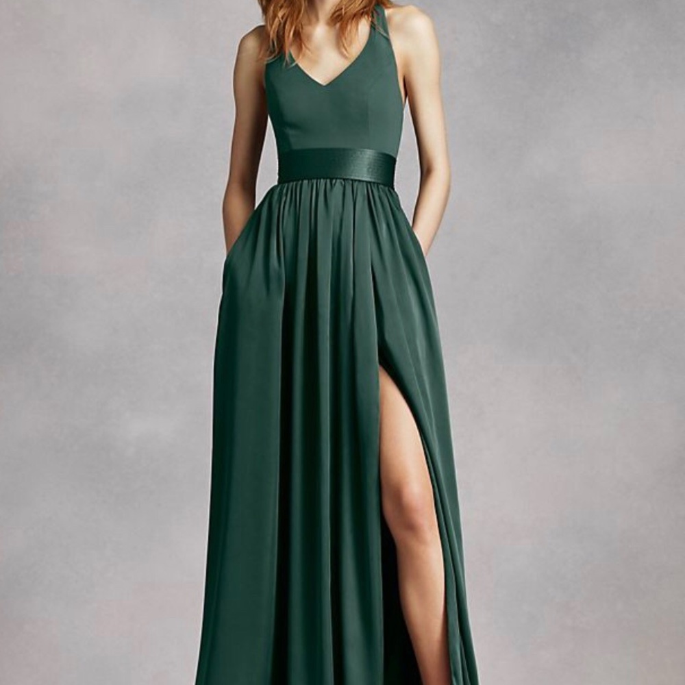 Vera Wang V Neck Halter Bridesmaid Gown